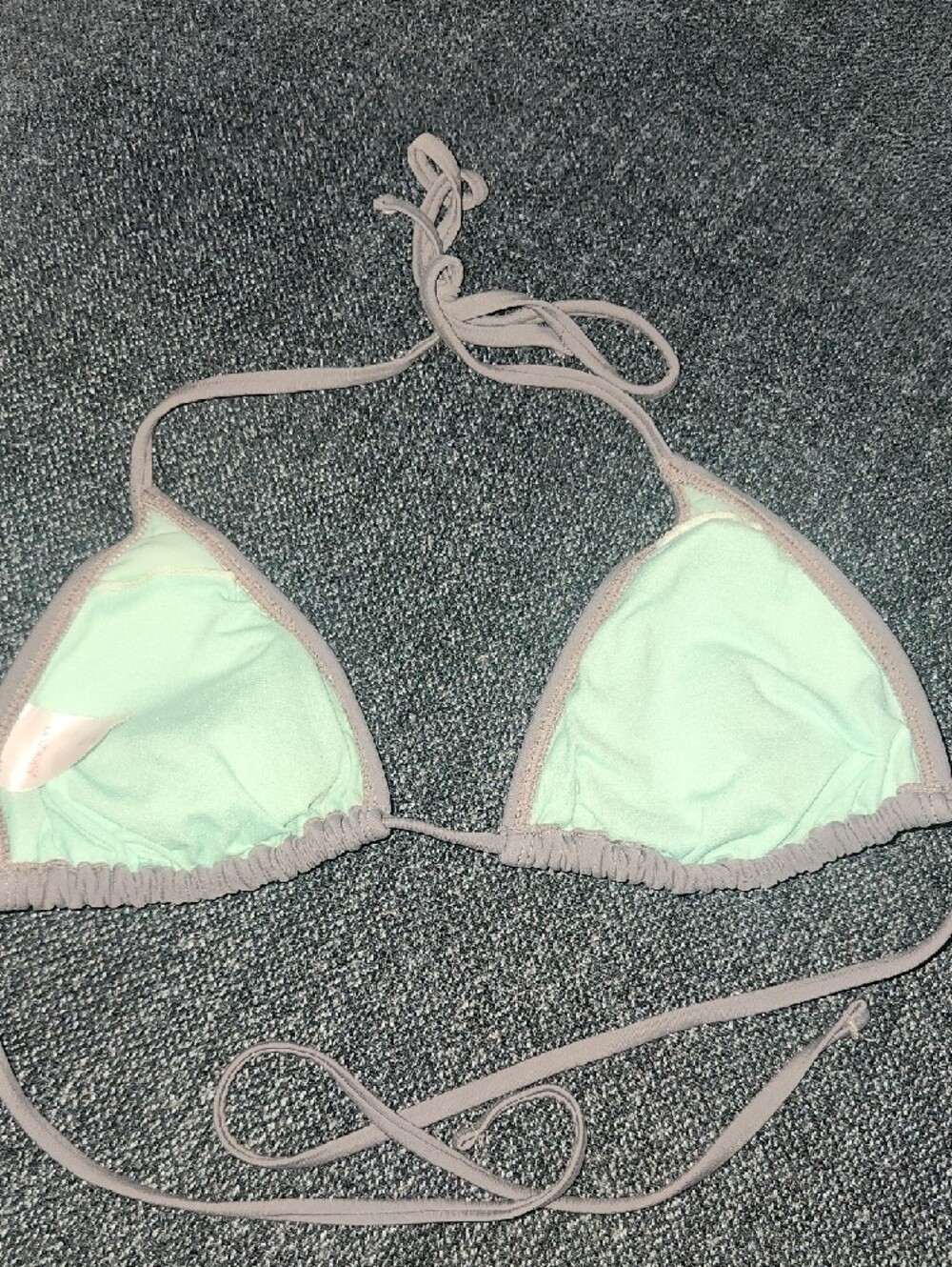 Xhilaration Light Taupe Triangle Bikini Top with Metallic Silver Accents - Picture 7 of 10